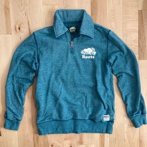 Roots, Quarter-zip sweater, blue, size xs